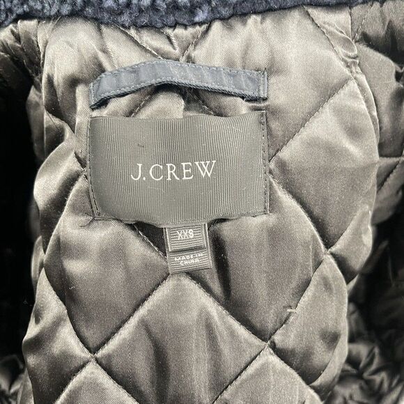 J. Crew  womans parka jacket xxs blue faux fur hoodie puffer - Picture 5 of 8